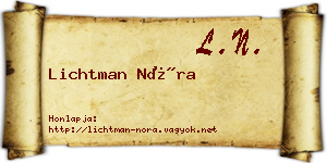 Lichtman Nóra névjegykártya